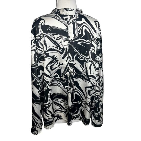 NWT Eloquii bell sleeve bow neck abstract swirl retro top Sz 18 - Picture 2 of 6